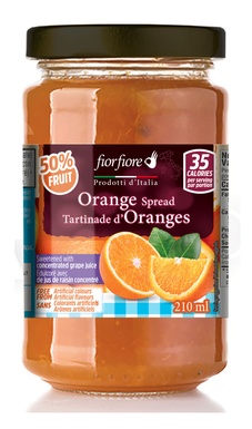 No sugar added Orange Marmalade Fiorfiore, 210 ml (250 g)