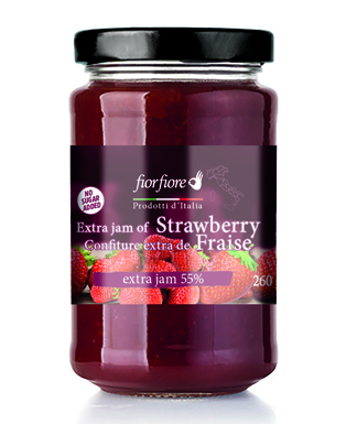 No sugar added Strawberry Jam Fiorfiore, 210 ml (250 g)