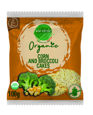 Organic Corn and broccoli cakes 100 g
