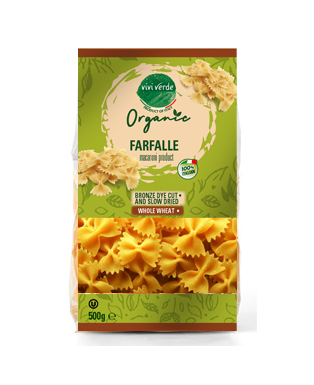 Vivi Verde Organic whole wheat Farfalle bronze dyed 500 g (17,637 oz)