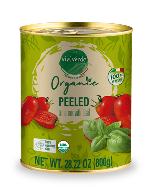 Organic Peleed Tomatoes with basil 784 ml (800 g)