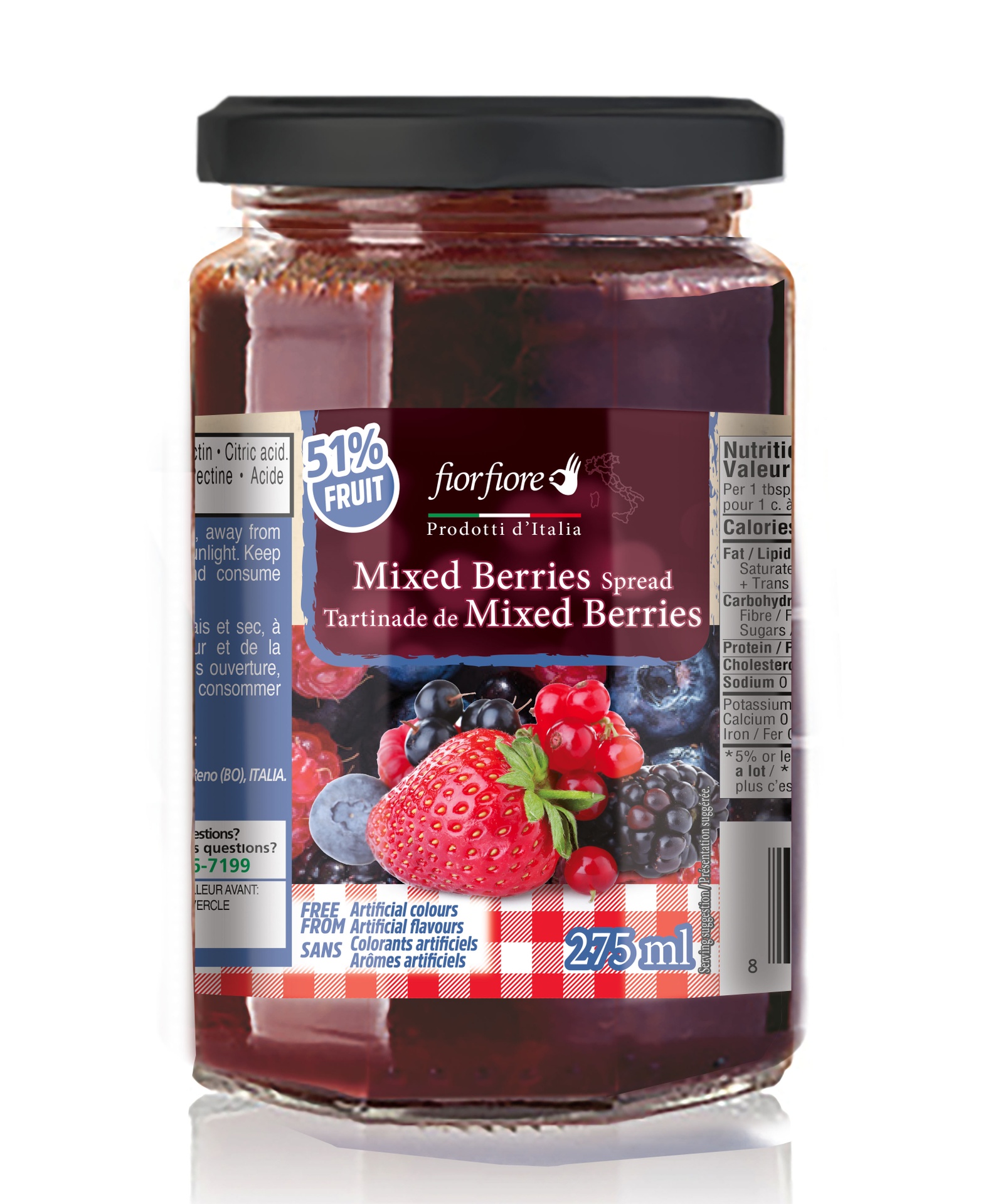Mixed berries Jam Fiorfiore, 275 ml (350 g)